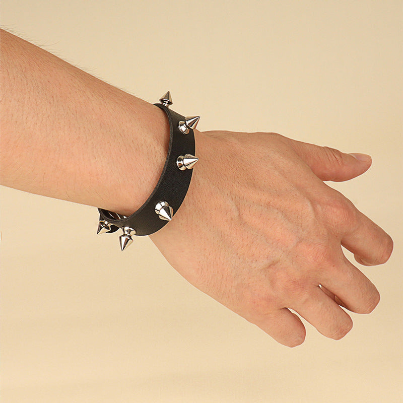 Punk Fashion Rivet Personality Couple Leather Rock Bracelets