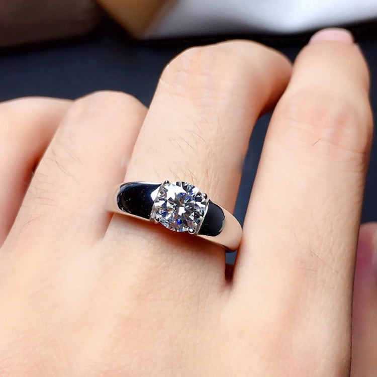 Men's Broadcast Elegant Imitation Moissanite Fashion Open Mouth Ring