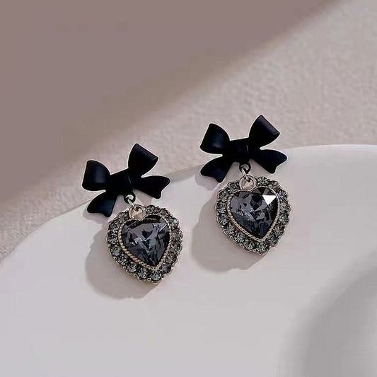 Women's Bow Special Design High-grade Crystal Peach Earrings