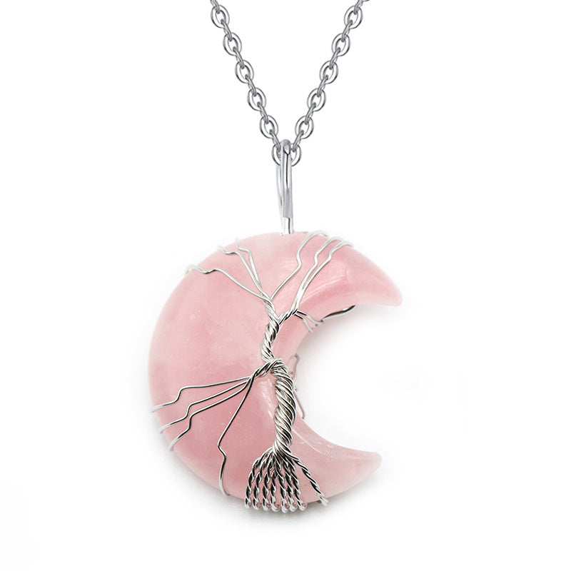 Handmade Ornament Moon Shape Natural Pink Pendants