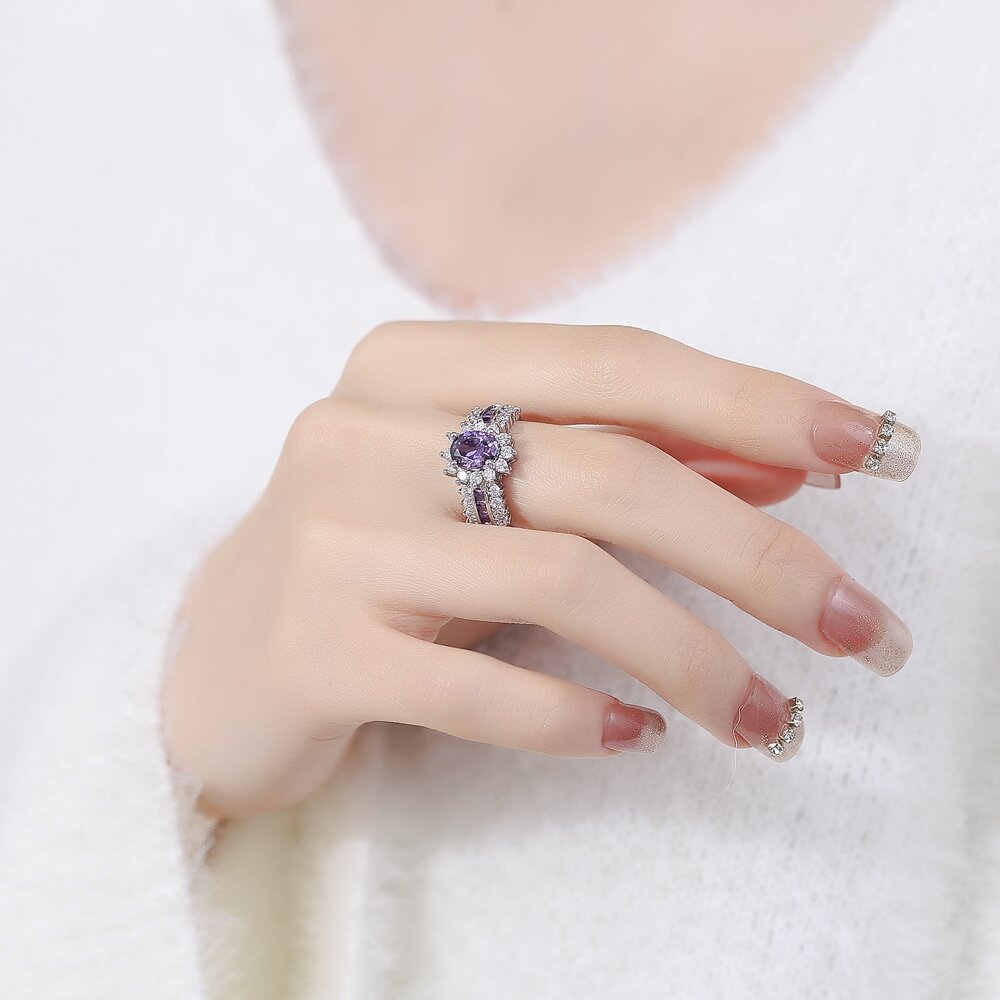 Live Hot Mining Colored Gems Zircon Female Copper Material Finishing Rings
