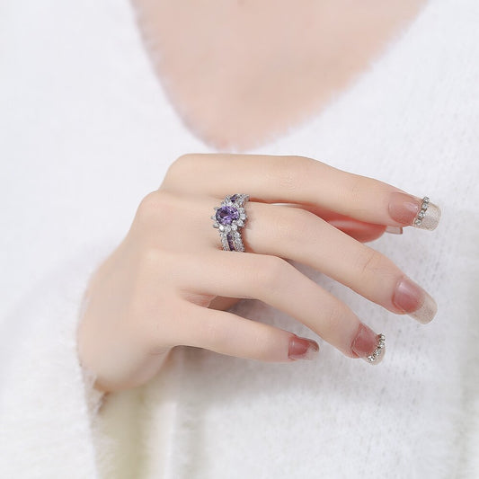 Live Hot Mining Colored Gems Zircon Female Copper Material Finishing Rings