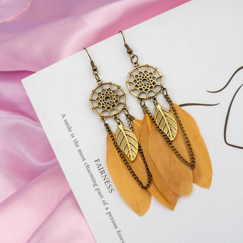 Color Creative Feather Bohemian Style Female Earrings