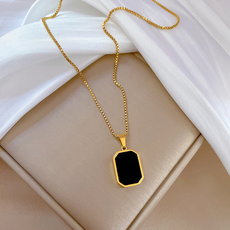 Geometric Square Personality Minimalist Furnace Real Gold Necklaces