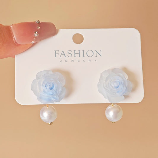 Women's Style Autumn Pearl Camellia Light Luxury Earrings