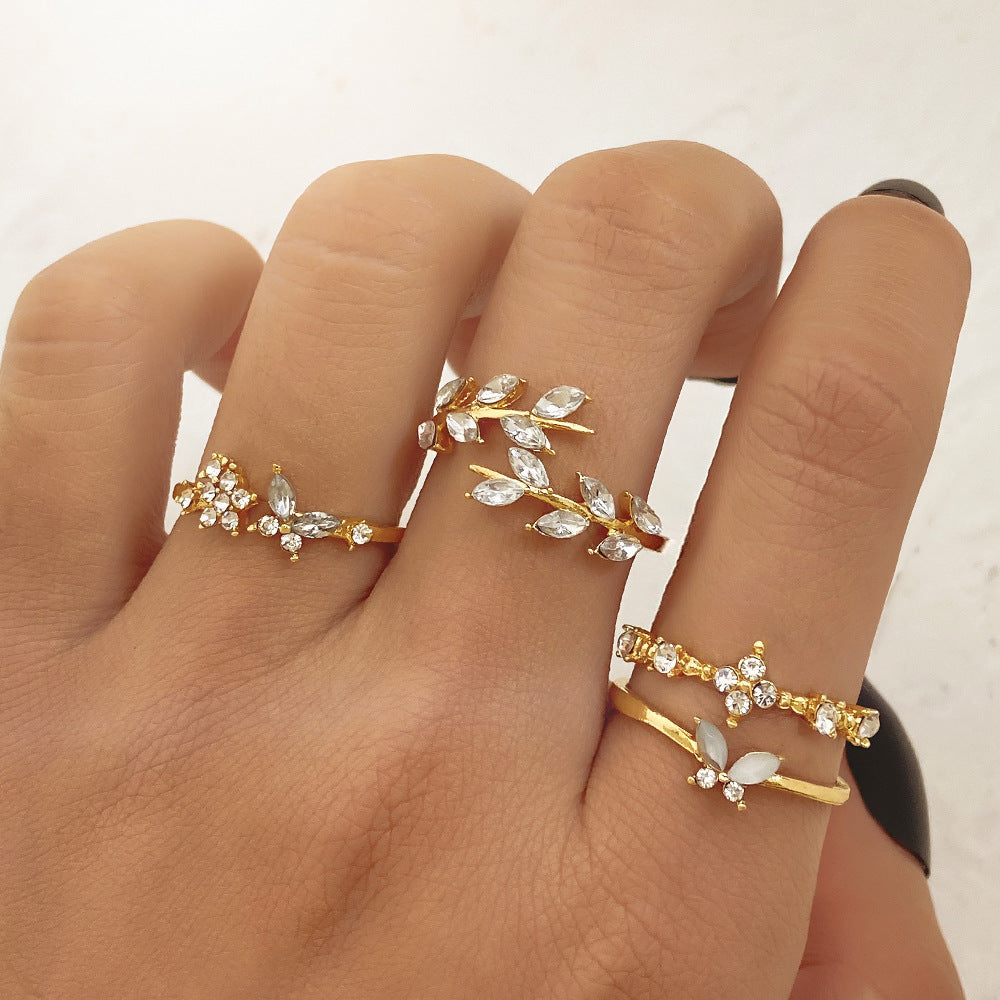 Star Moon Love Leaf Set Female Light Luxury High-grade Rings