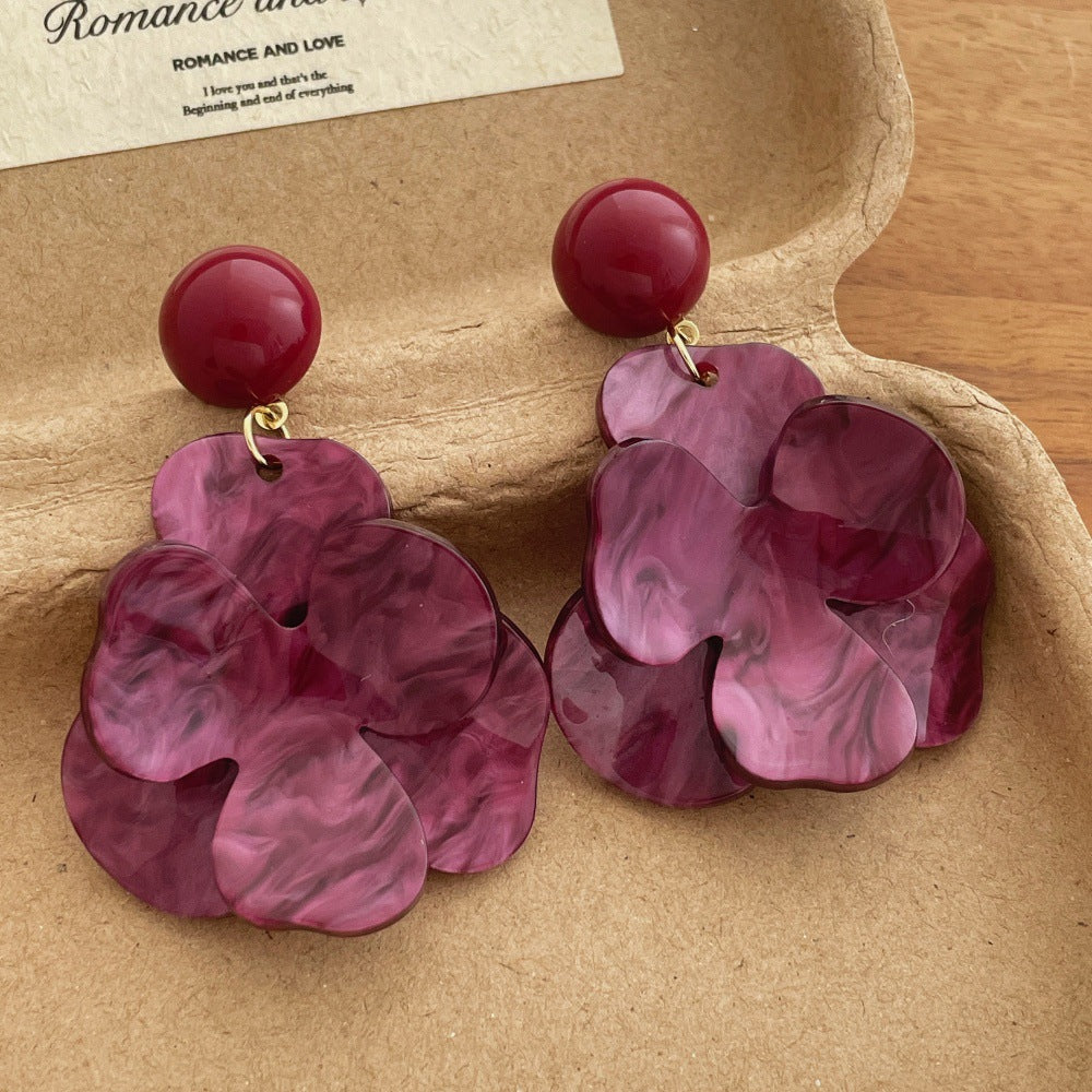 Retro Super Fairy Flowers Niche Temperament Vacation Style Mori Exaggerated Earrings