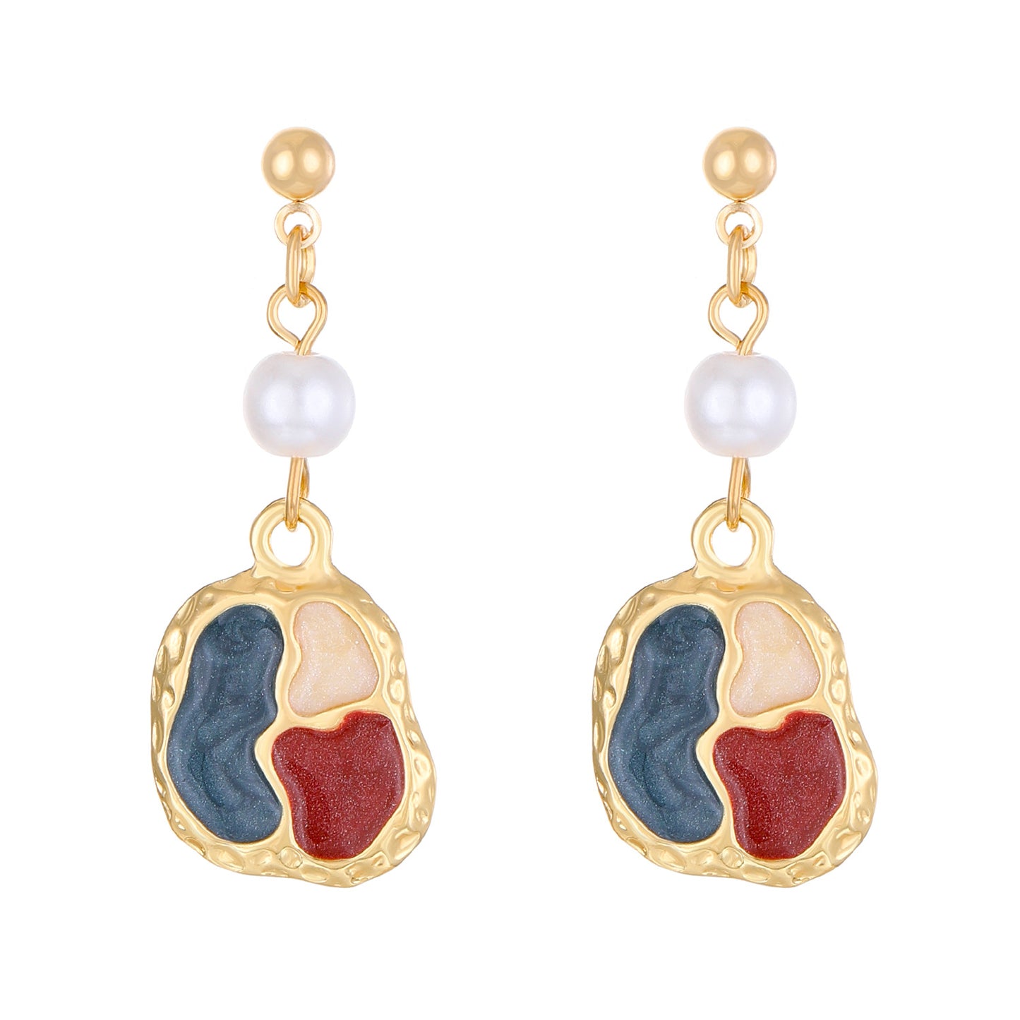 Irregular Color Matching Pearl French Entry Earrings