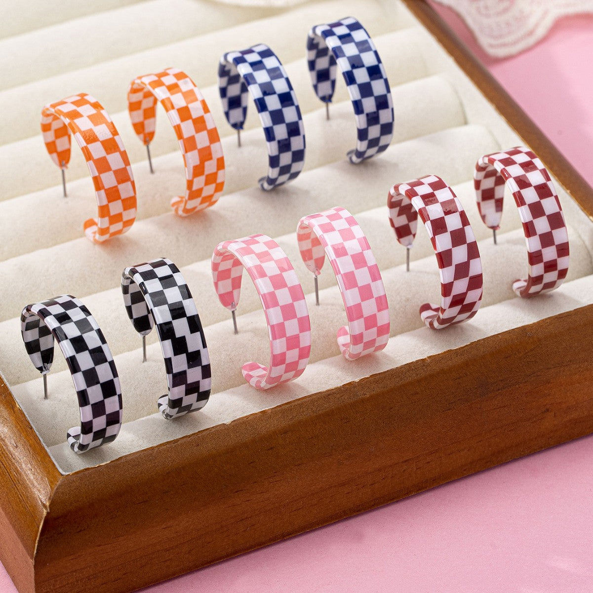 Sier Needle Optional Fresh Plaid Shaped Elegant Acrylic Rings