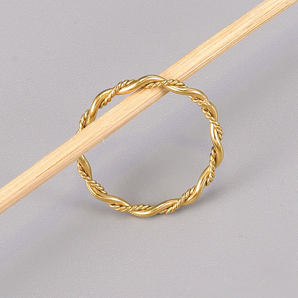 Twist Double Titanium Steel Wind Gold Rings