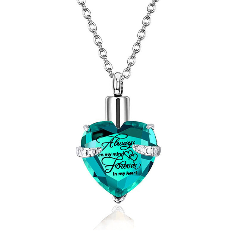 Heart-shaped Crystal Month Birthday Stone Casket Pendants