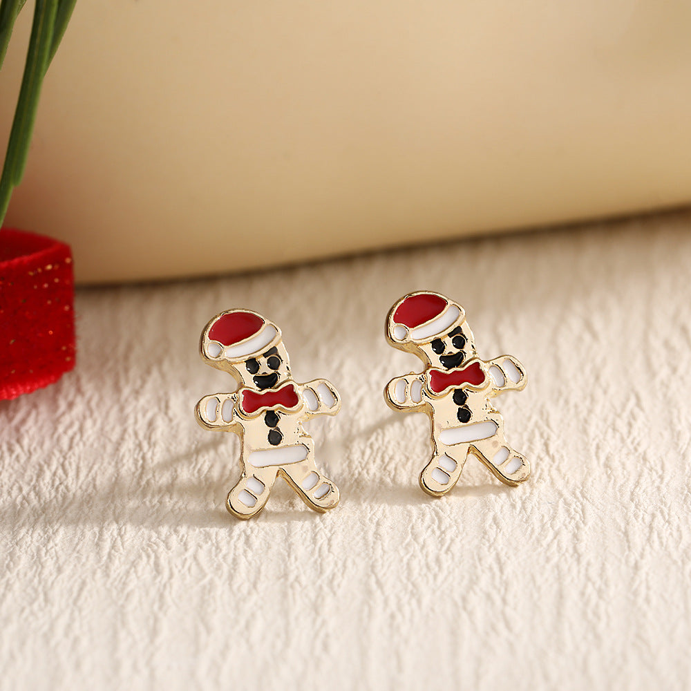 Fashion Elk Tree Snowflake Rhinestone Personalized Stud Earrings