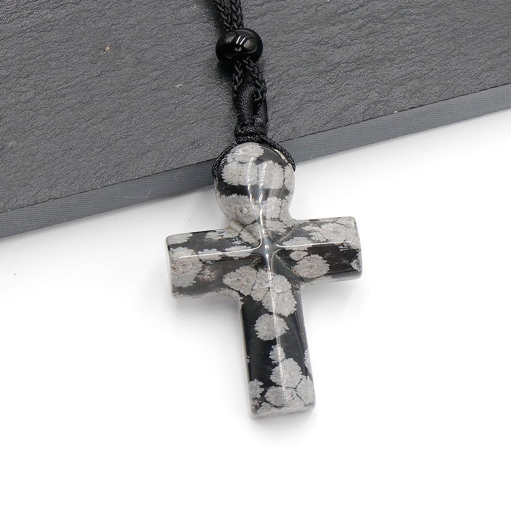 Natural Crystal Thanksgiving Gift Agate Woven Stone Cross Pendants