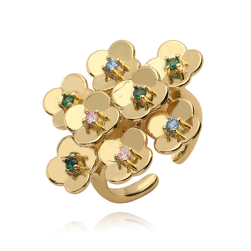 Gold Flower Petals Niche Retro With Rings
