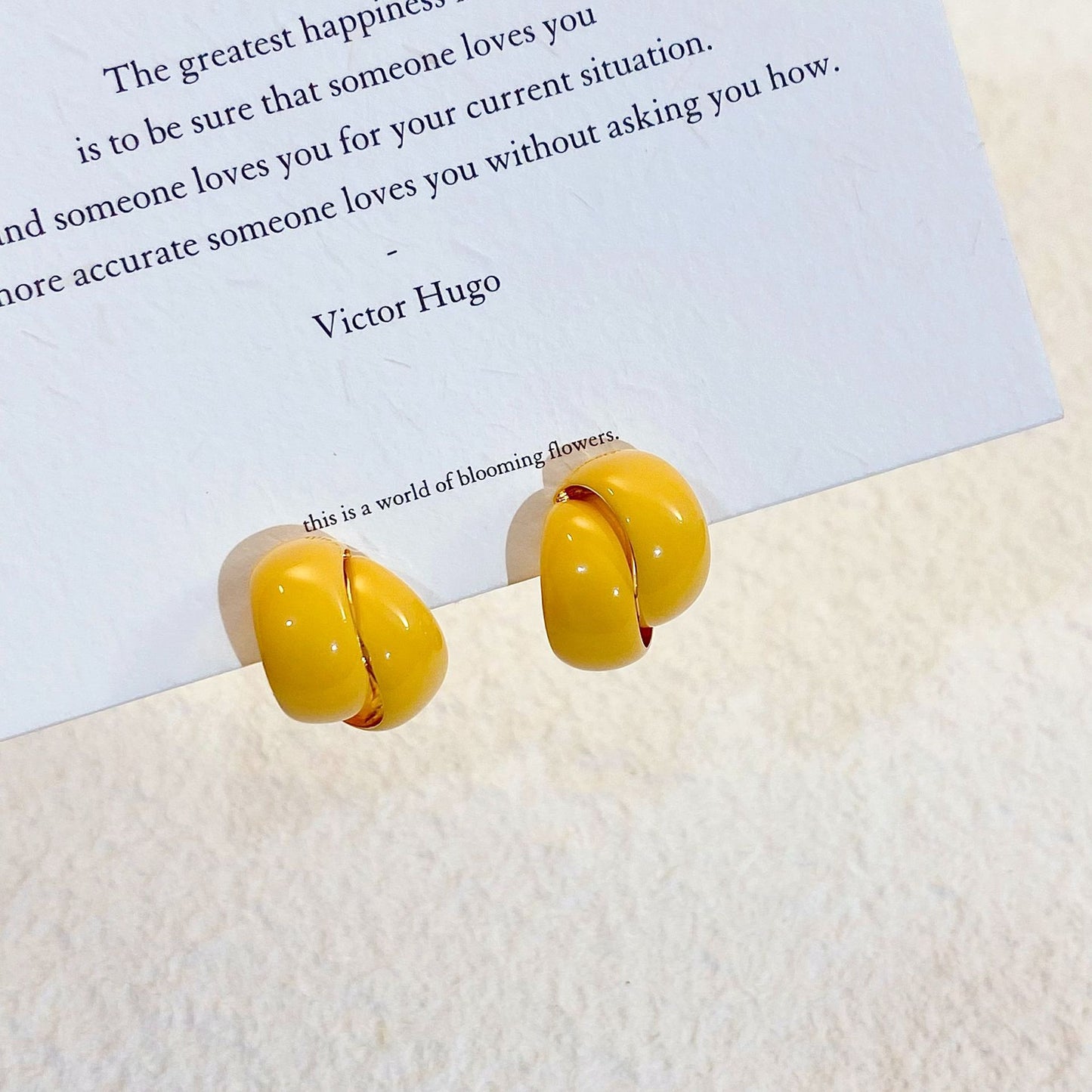 Plated Real Gold Ginger Flower Enamel Drip Glazed Female Sweet Earrings