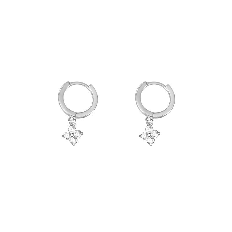 Flash Clover Female Light Luxury Temperament Micro Inlaid Zircon Ear Rings