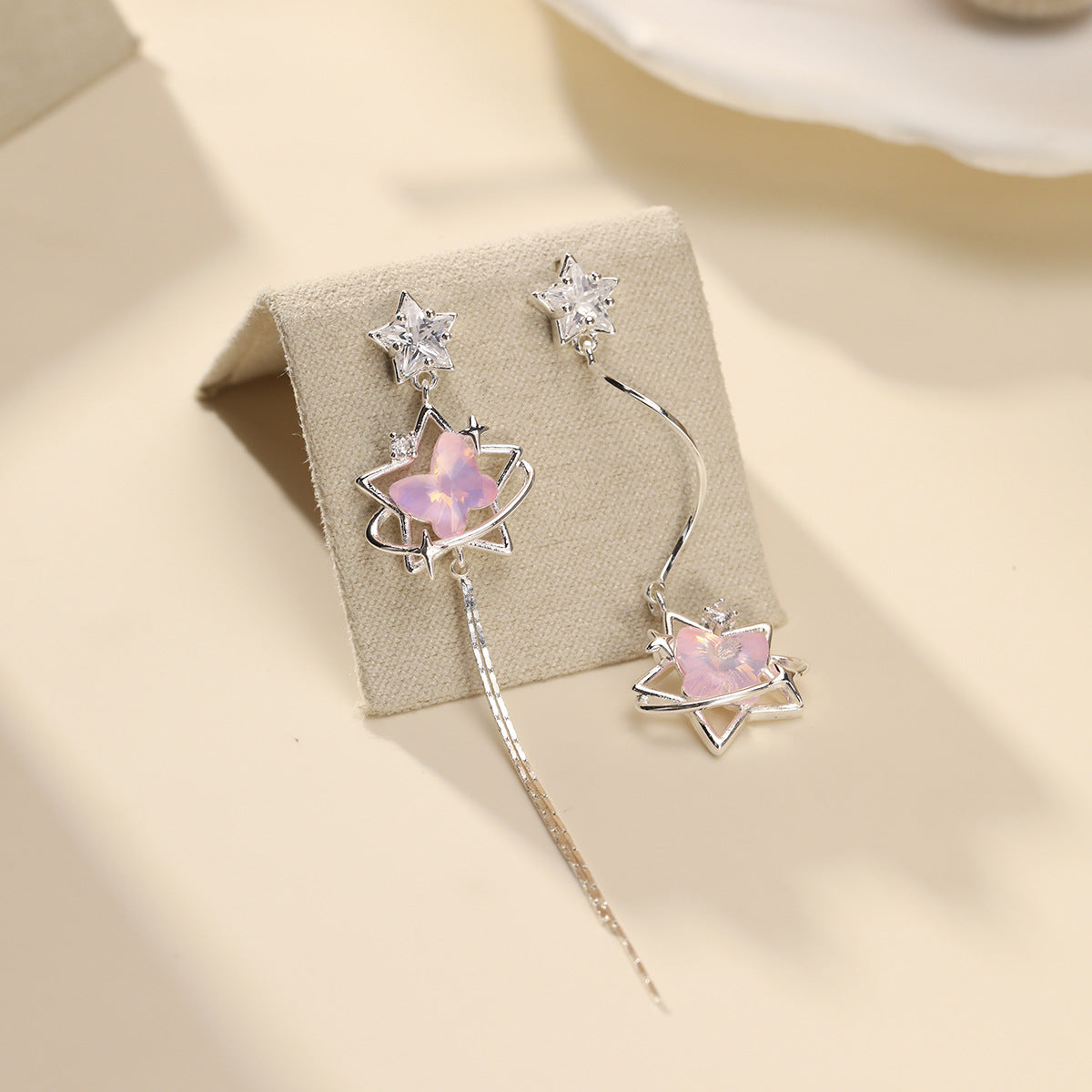 Women's Star Ear Sterling Sier Vintage Mori Style Zircon Niche Moonstone Stud Earrings