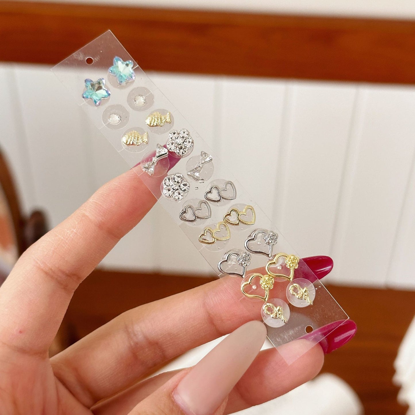Fashion Auricular Point Sticker Crystal Ear Patch Bead Massage Stress Earrings