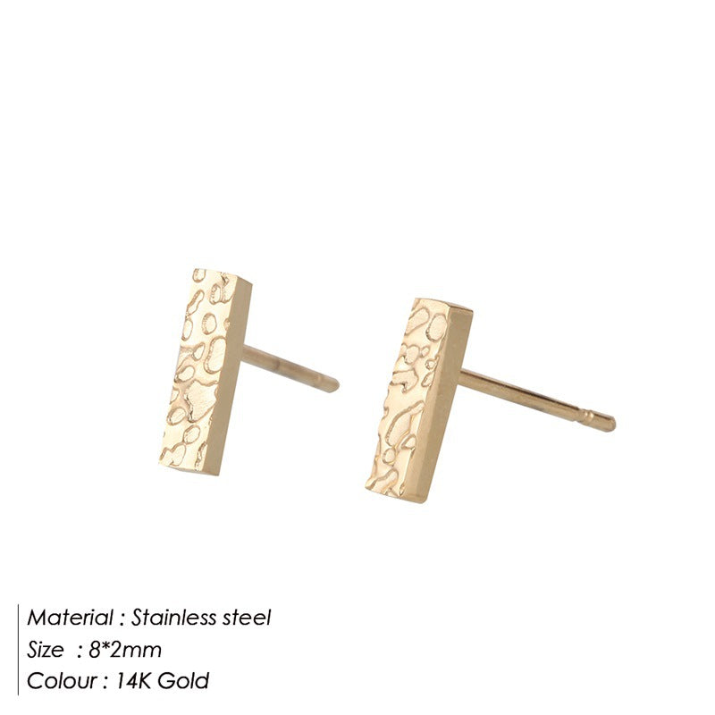 Stainless Steel Simple Punk Geometric Titanium Horizontal Stud Earrings