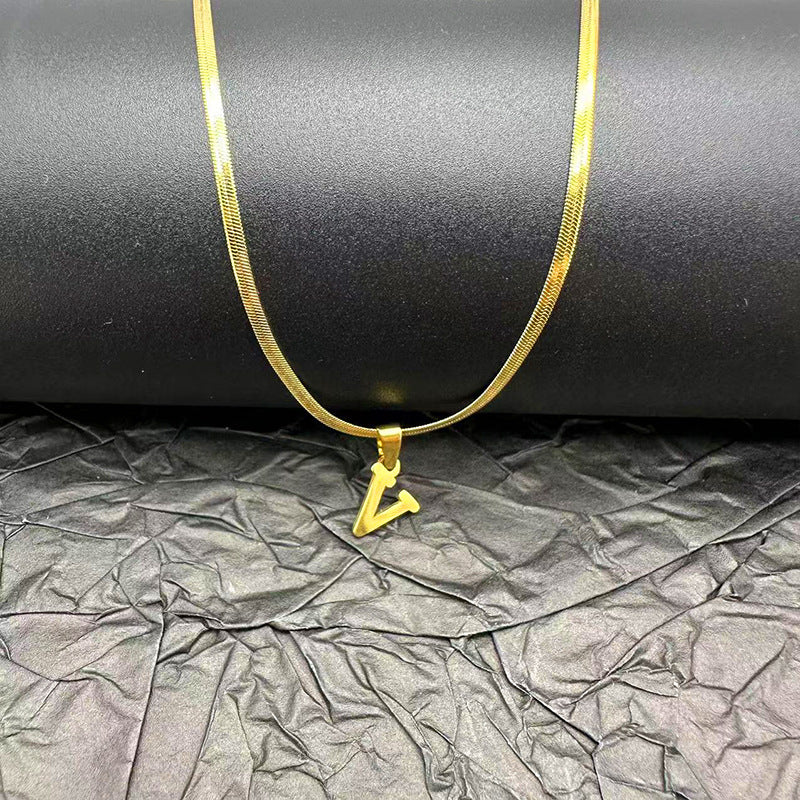 Letter Blade Chain Stainless Steel Material Necklaces