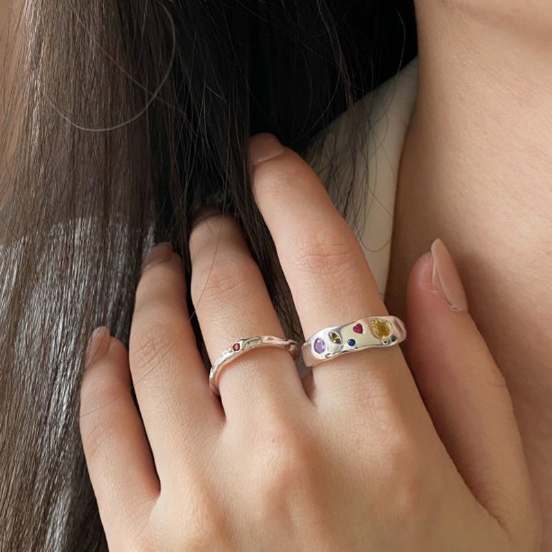 Crystals Zircon Heart-shaped Open Heart Design Ring