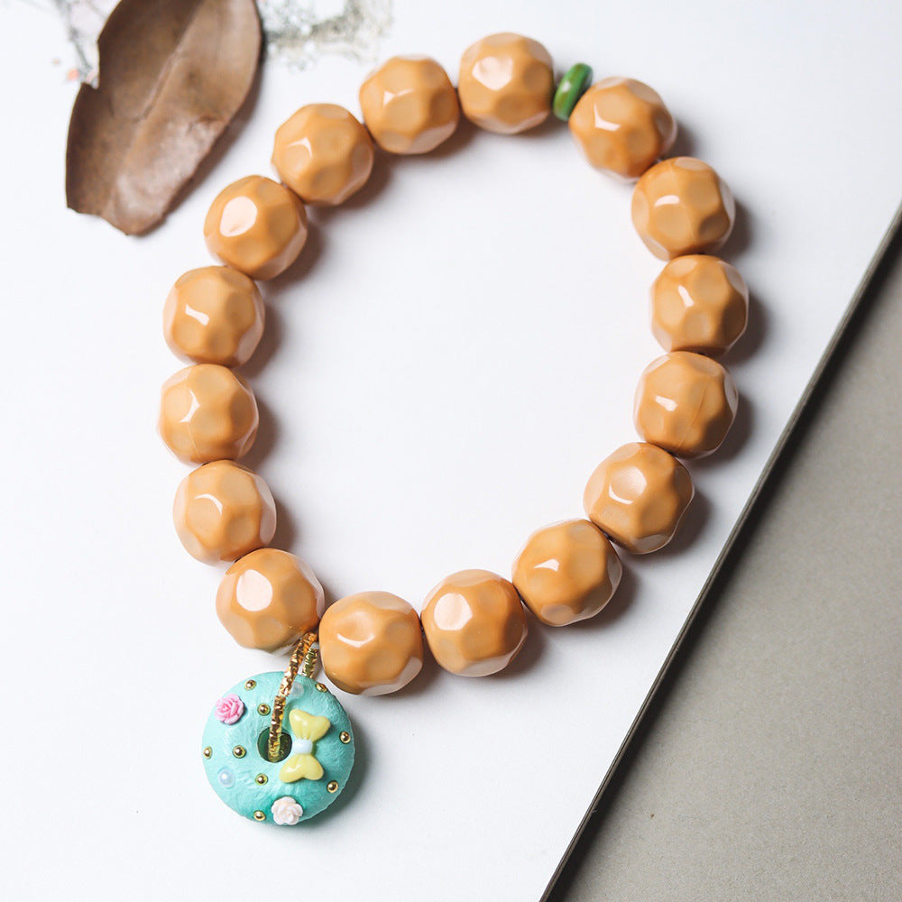 Monkey Head Walnut Glossy Love Fart Peach Single Bracelets