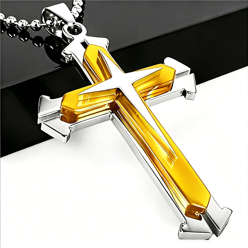 Men's Cross Split With Ball Chains Pendants