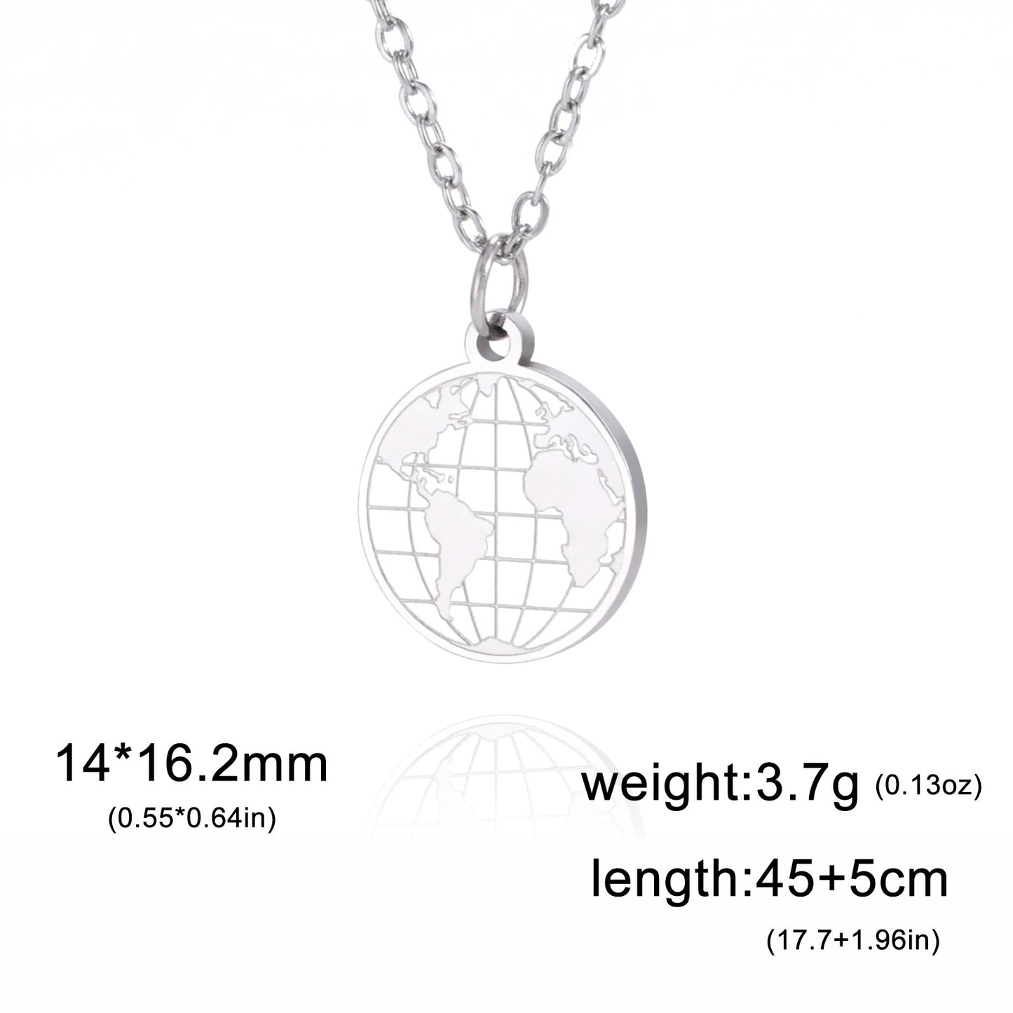 Women's & Men's Round Plate Earth Stainless World Map Pendants