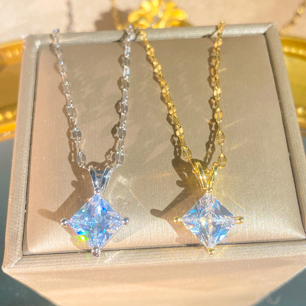 Geometric Zircon Square V-shaped Little Design Creative Clavicle Chain For Necklace