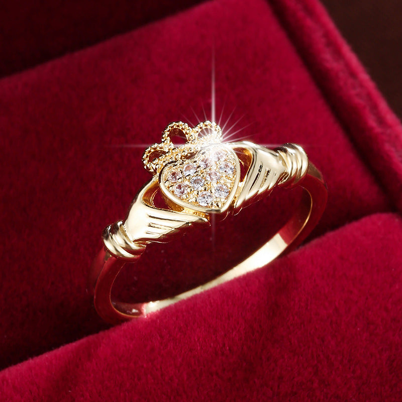 Women's Love Proposal Pure Copper Exquisite Light Luxury Wedding Ring