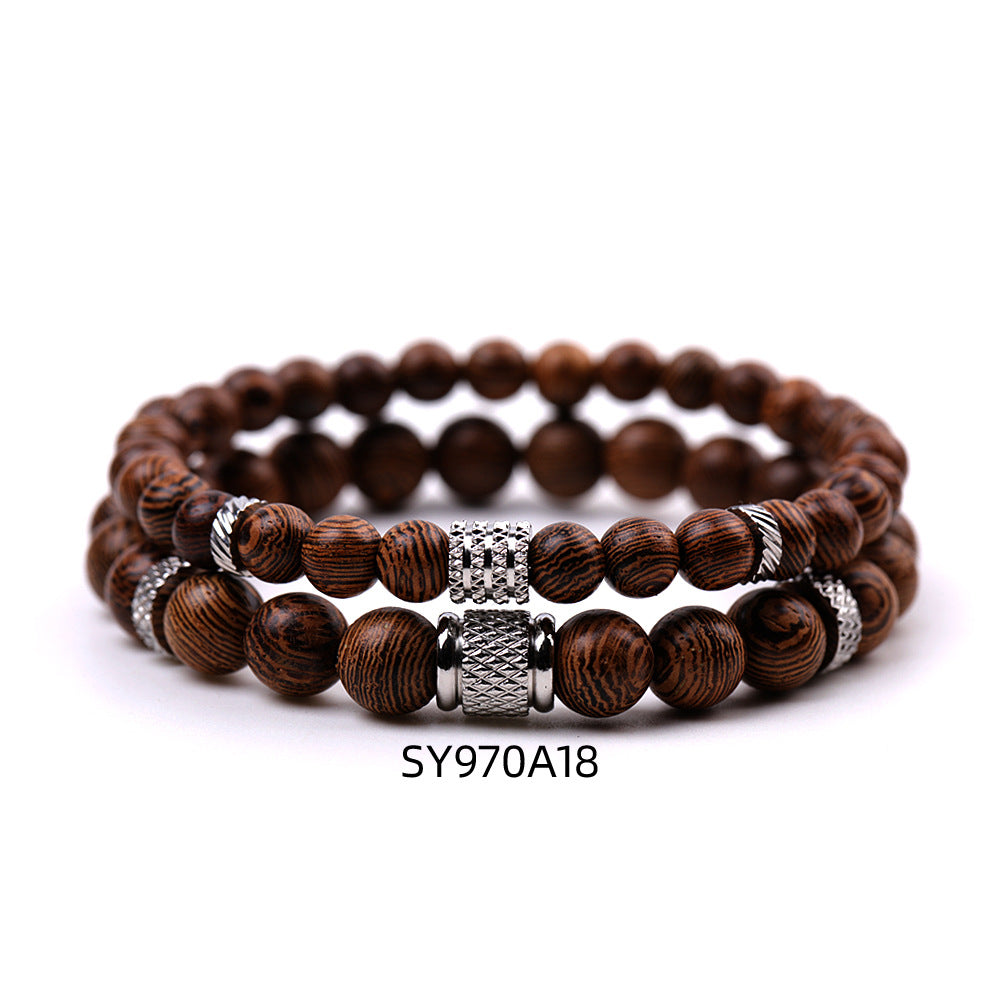 Stainless Steel Frosted Indian Agate Tigereye Striped Bracelets