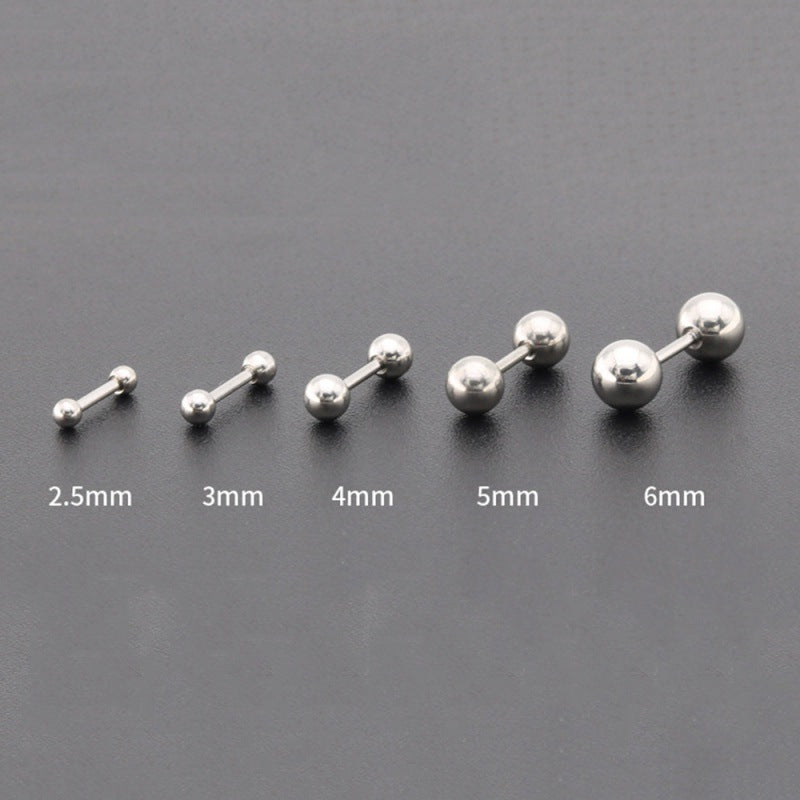 Men's Twist Dumbbell Ball Cartilage Ear Bone Pin Titanium Steel Golden Earrings
