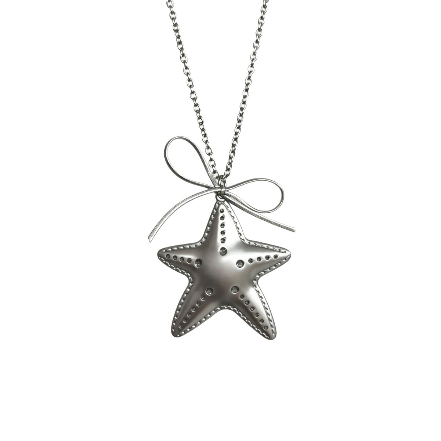 Women's Sweet Cool Hot Design Sier Bow Titanium Steel Long Necklace