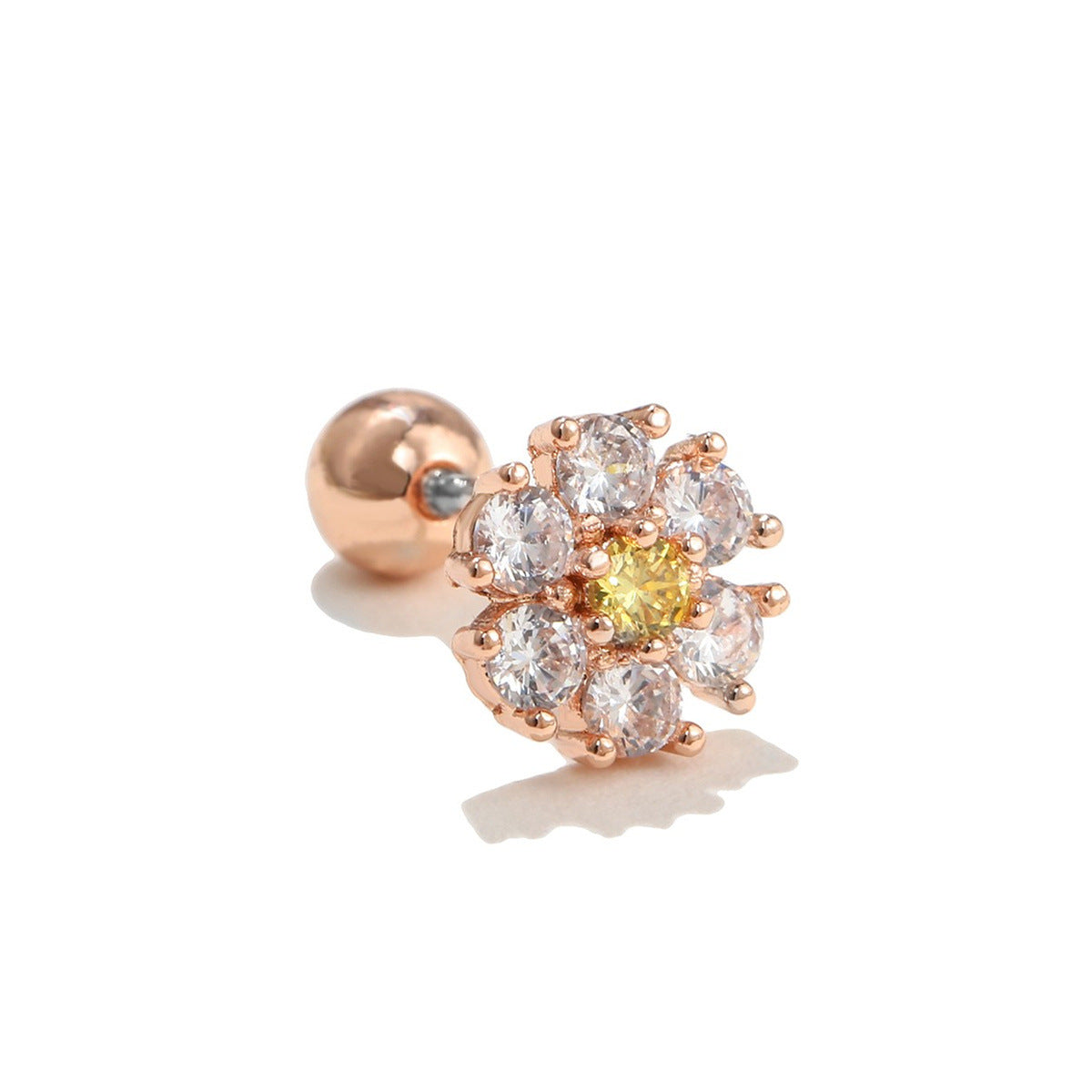 Style Retro Two-color Flower Ear Bone Gold Rings