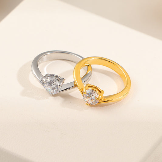Women's Titanium Steel Affordable Luxury Fashion High-grade Single Diamond Rings