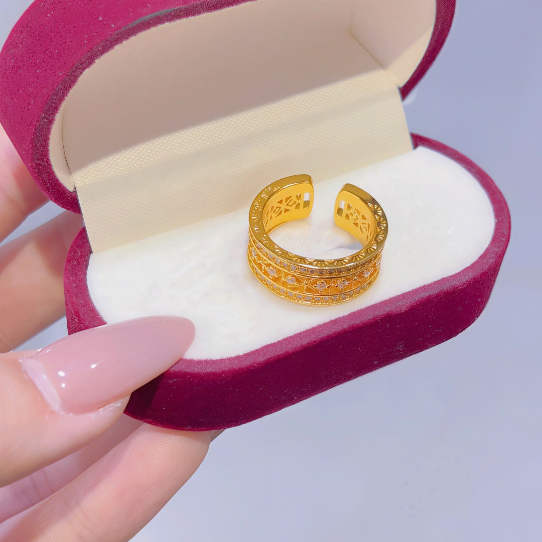 Women's Alluvial Gold Retro Affordable Luxury Design Brass Plated Fashion Ring