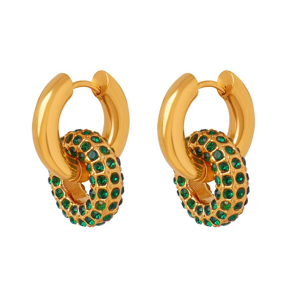 Women's French Retro Simple Gold Stainless Steel Full Earrings