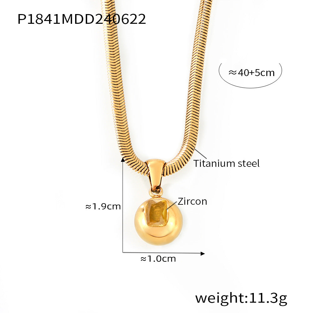 Zircon Titanium Steel Gold Plated Geometric Necklace