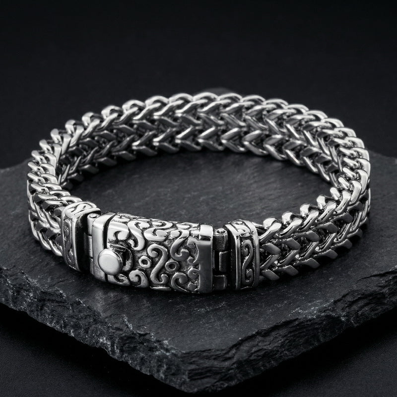 Men's Personalized Titanium Steel Keel Chain Punk Diamond Bracelet