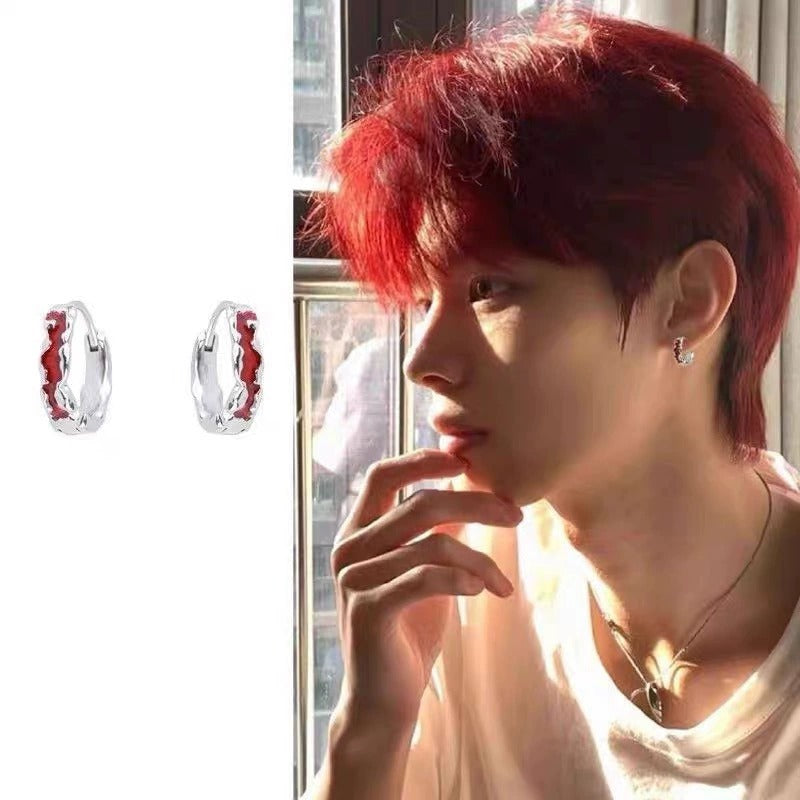 Men's & Women's Red Glaze Clip Trendy Design High-grade Sweet Cool Ear Buckle