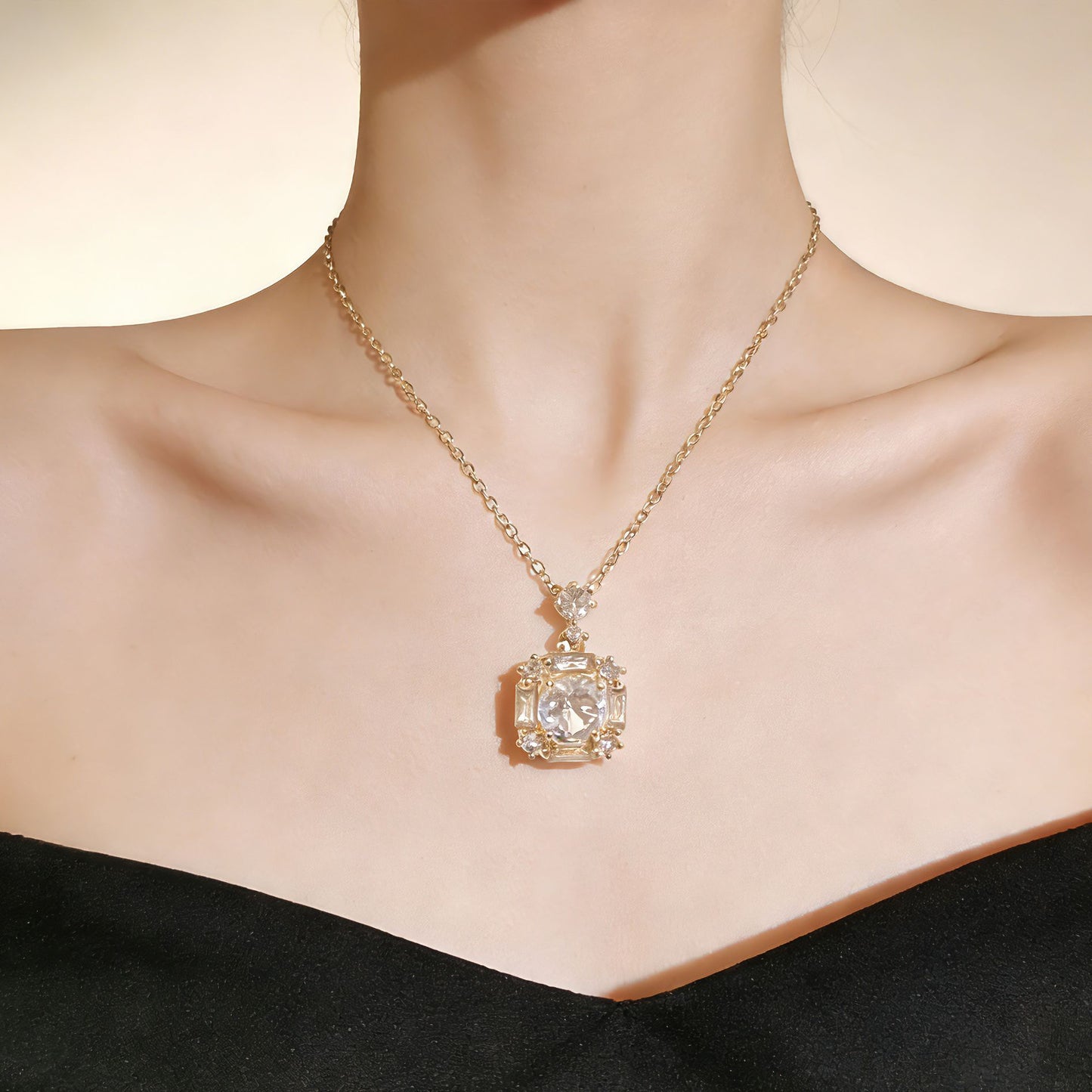 Colored Gems Graceful Clavicle Chain Design Pendants