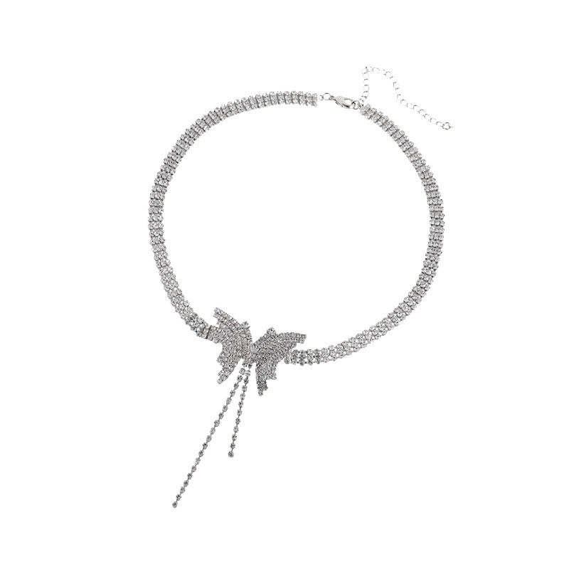 Butterfly Diamond Tassel Collar Personality Female Fashion Necklaces