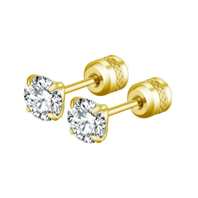 Men's Stainless Steel Zircon Korean Rhinestone Fashion Ear Earrings