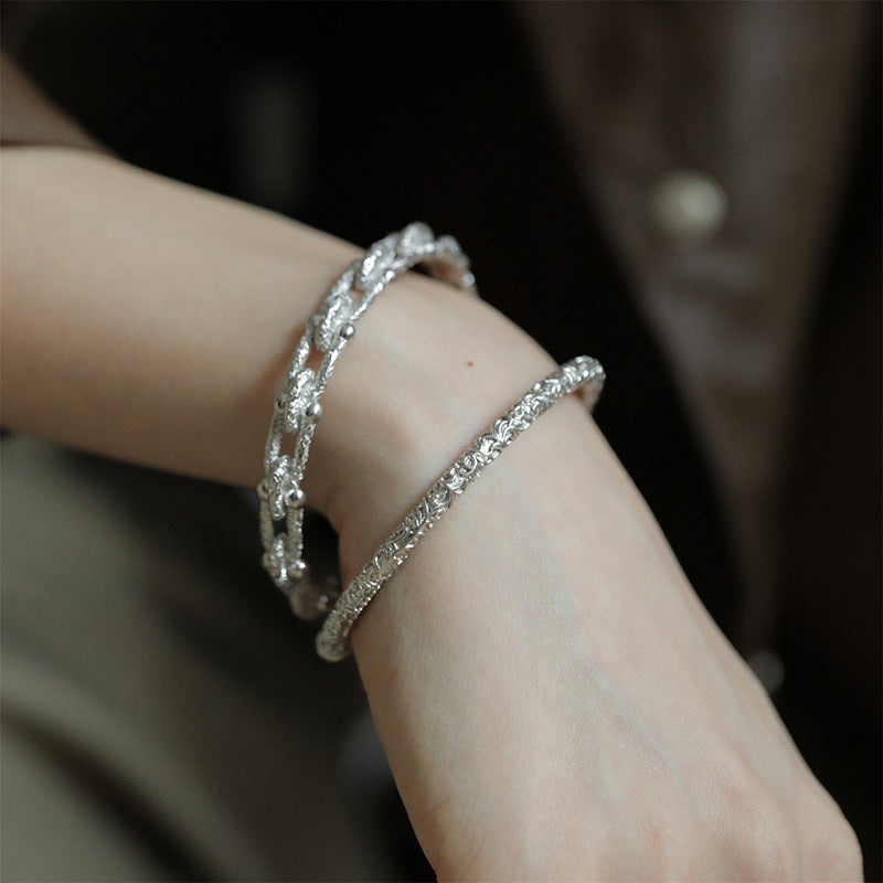 Embossed Totem Tang Grass Flower Female Fashion Bracelets