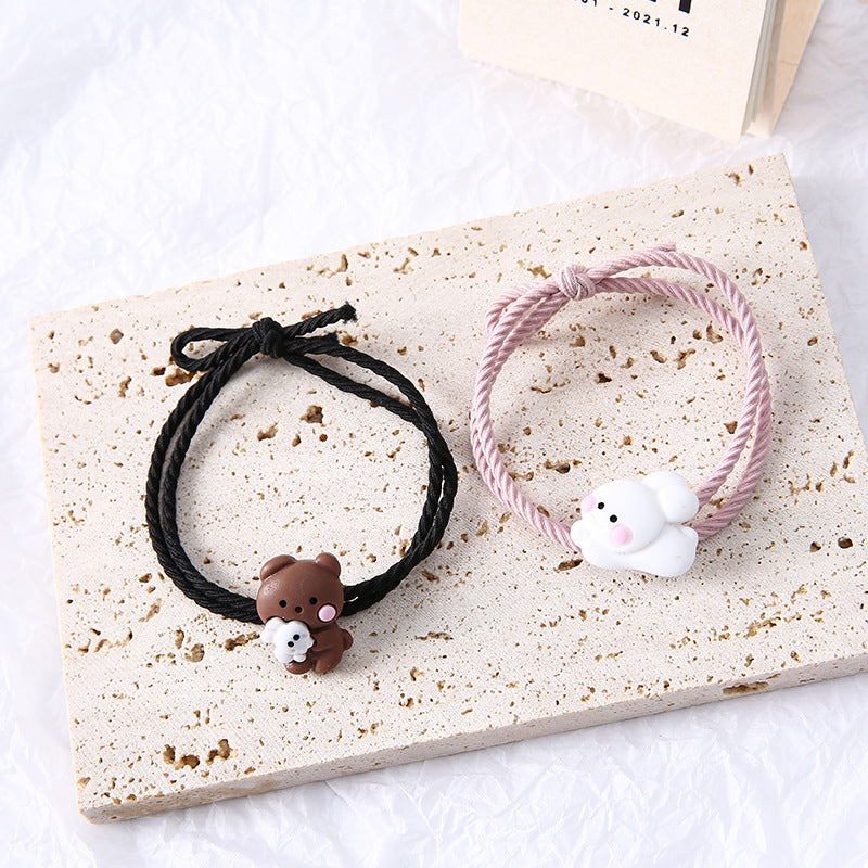 Cute Cartoon Couple Small Rubber Band For Boyfriend Bracelets