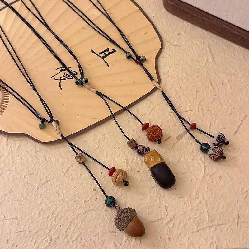 Women's Ceramic Pine Nuts Woven Retro Ethnic Style Necklaces