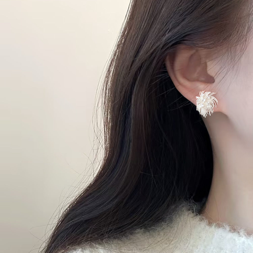Simple Light Luxury High-grade Micro Inlaid Zircon Fireworks Ear Elegant Earrings