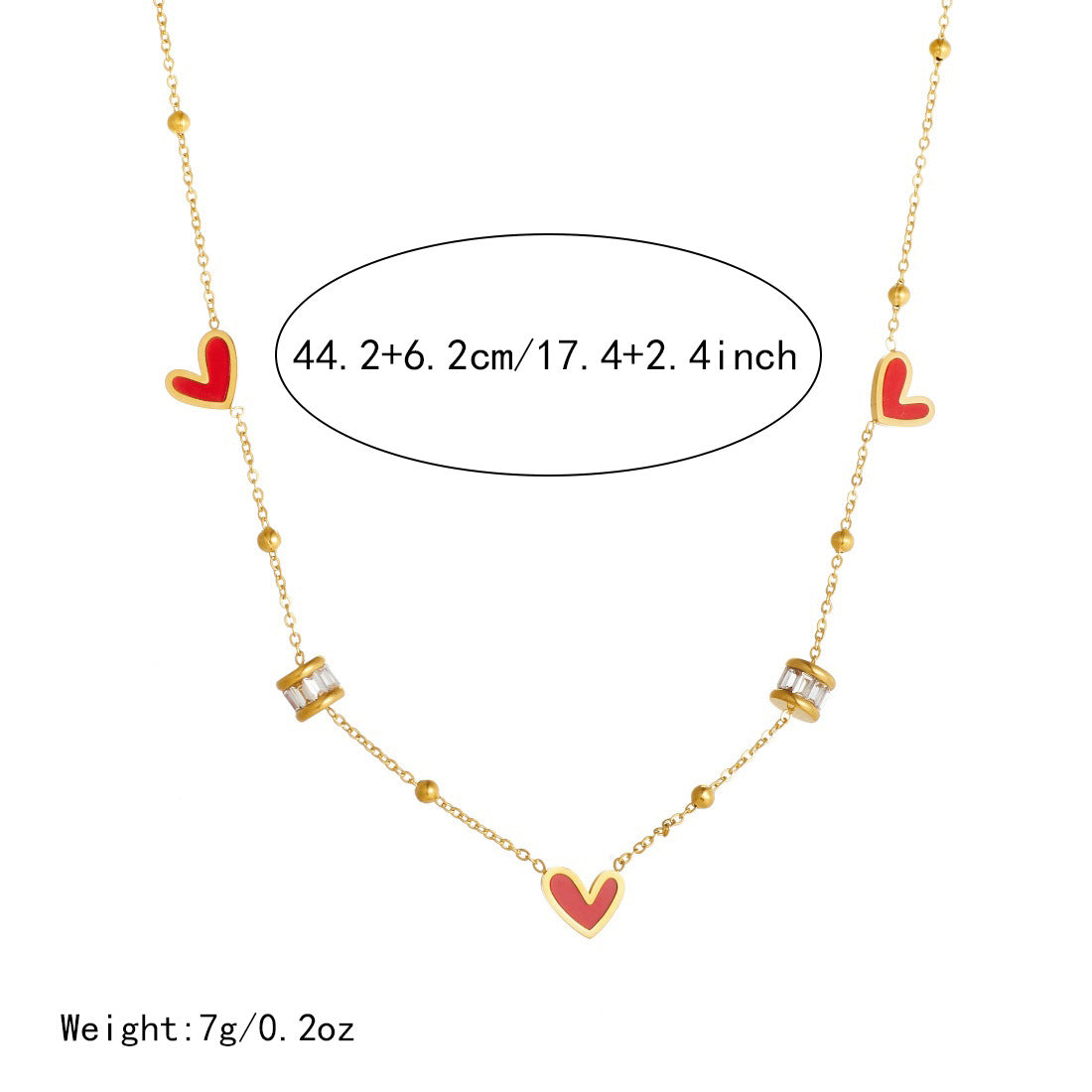 Luxury Fashion High-grade Gold-plated Collarbone Black Red Love Diamond Round Necklace