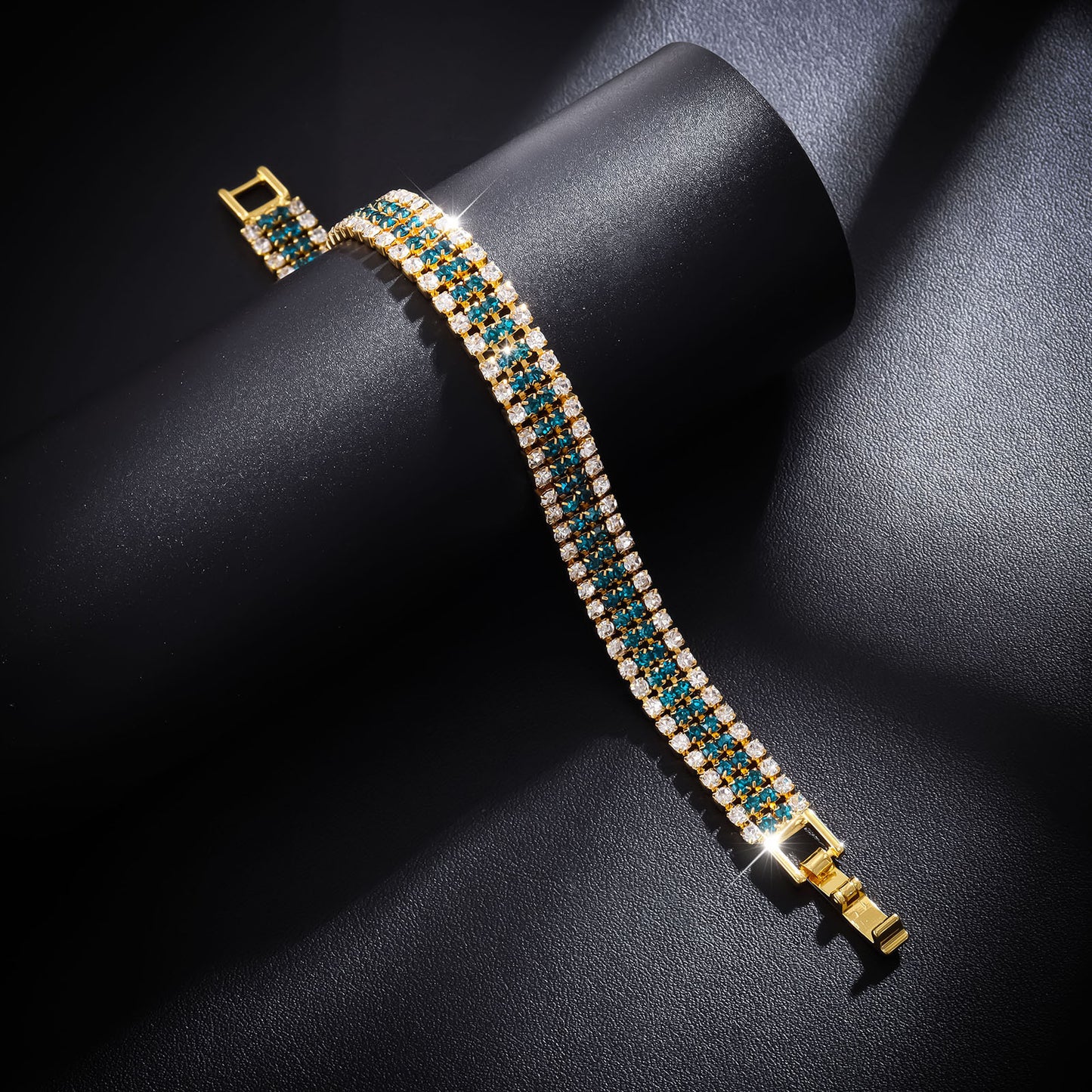 Women's Luxury Roman Crystal Gold Simple Full Diamond Bracelets