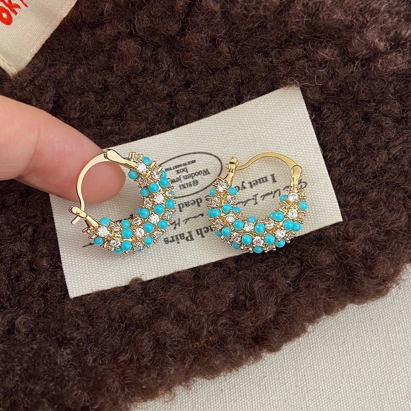 Grain Of Rice Blue Pine Clip High-grade Light Luxury Ear Buckle
